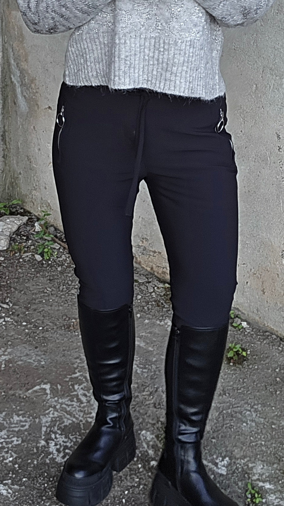 Anna skinny fit pant technical jersey black