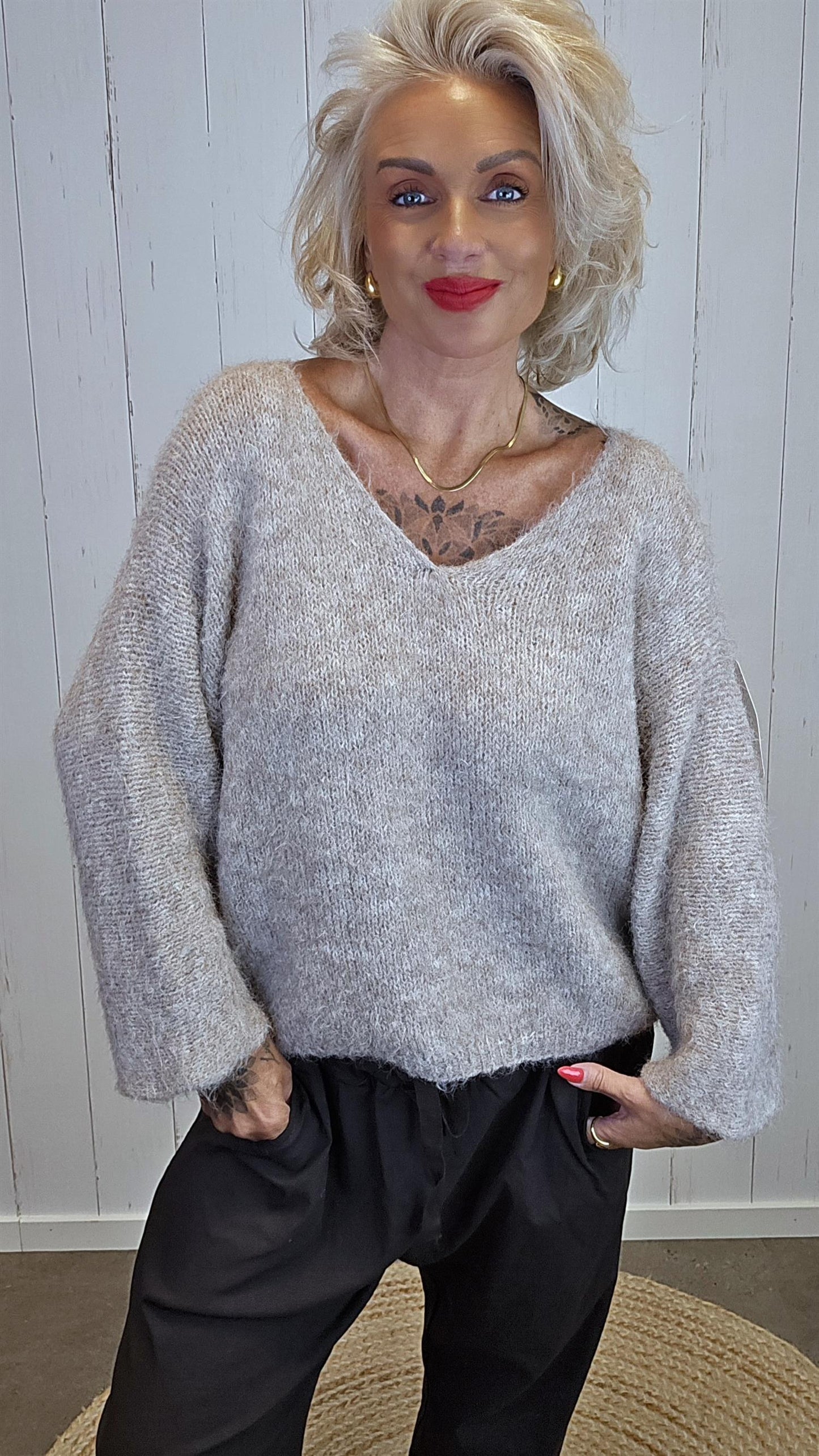 Anna genser taupe