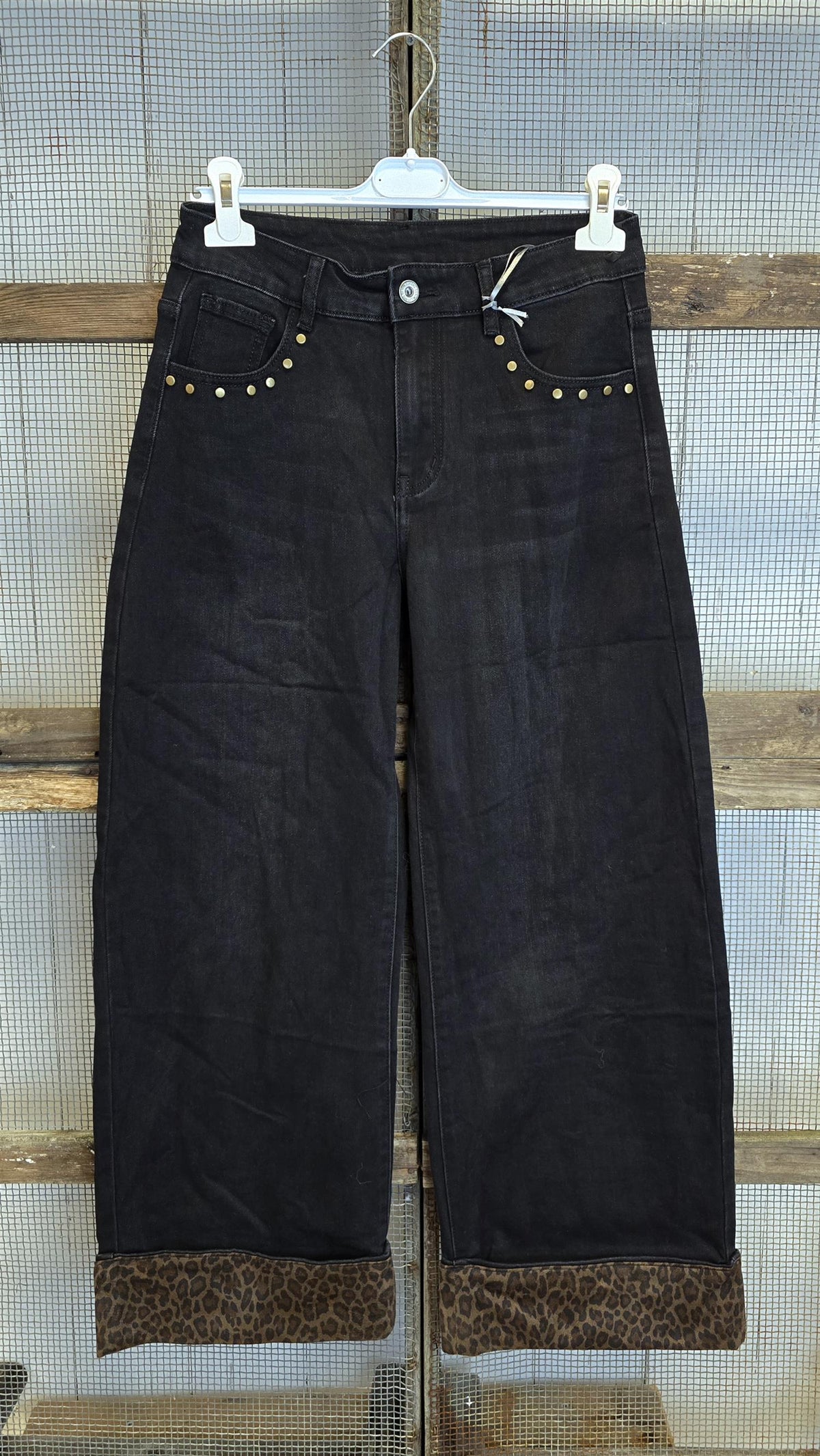 Harper jeans med leopard- og gulldetaljer
