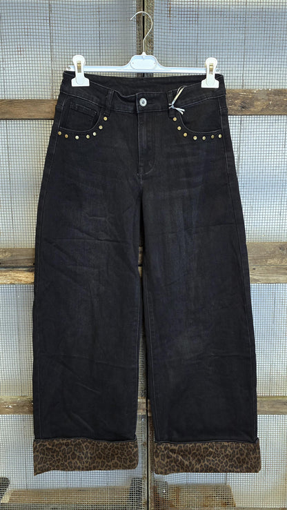Harper jeans med leopard- og gulldetaljer
