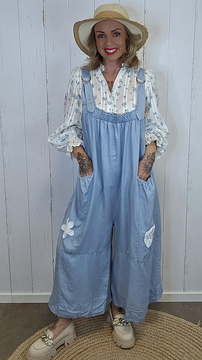 Jumpsuit i lyocell med stropper