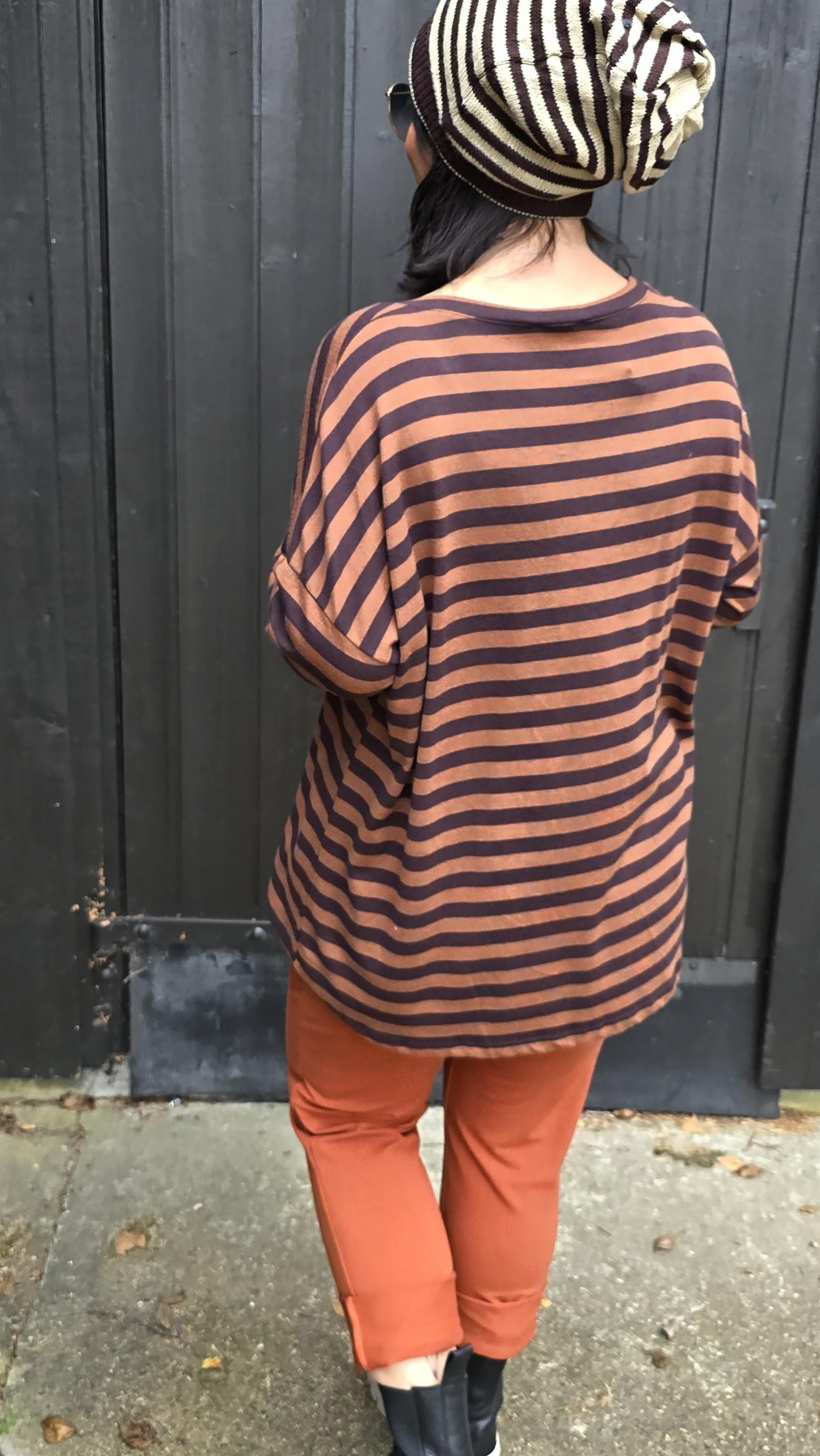 Elisa stripete topp brun