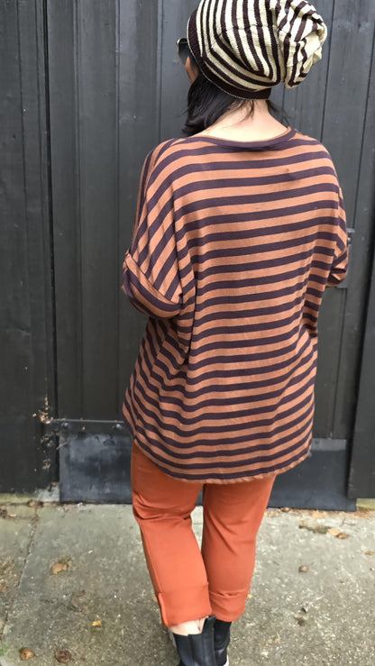 Elisa stripete topp brun