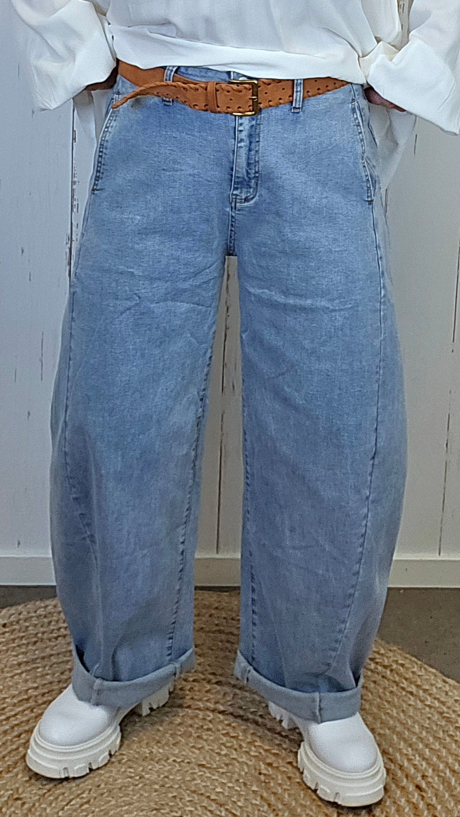 Anna barrel jeans lyseblå