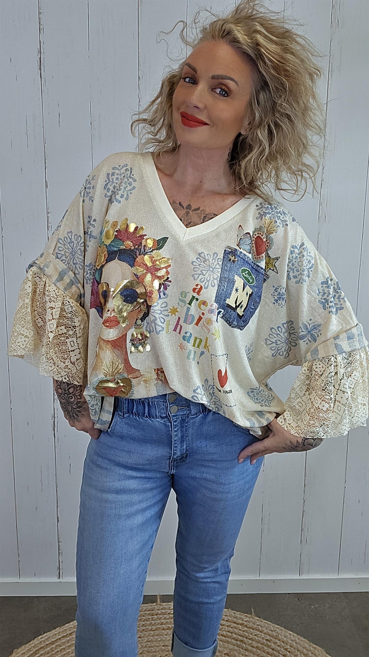 Frida topp med print