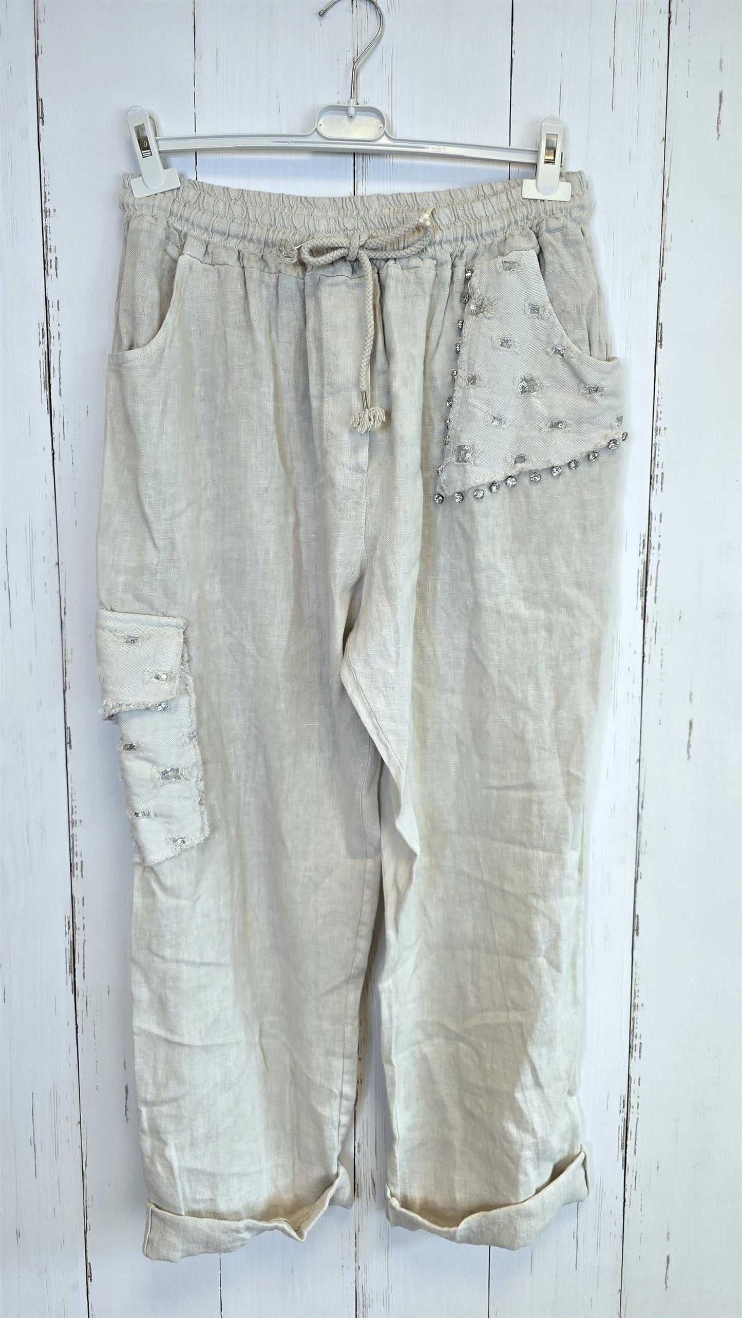 Leah linbukse med Dekor beige