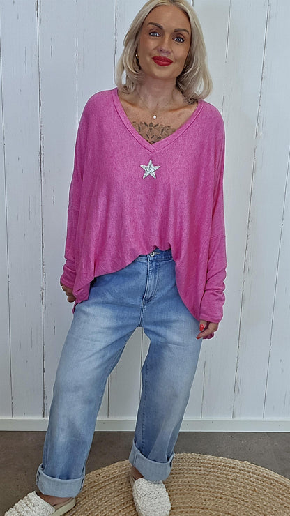 Isabelle genser med stjerne rosa