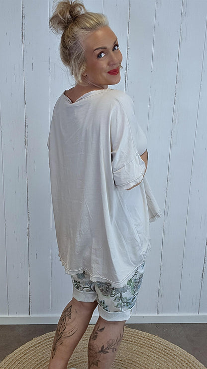 Basic Topp med V-hals beige