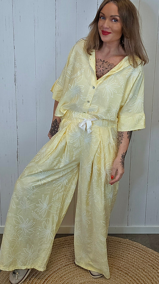 Hanne bukse med knyting Gul