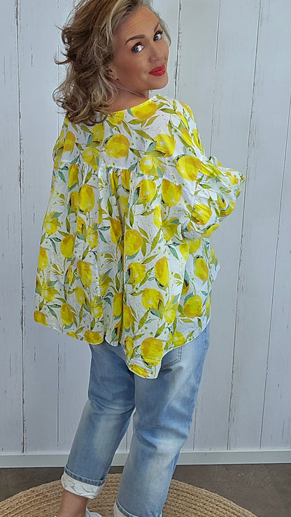 Sicilia bluse sitron print