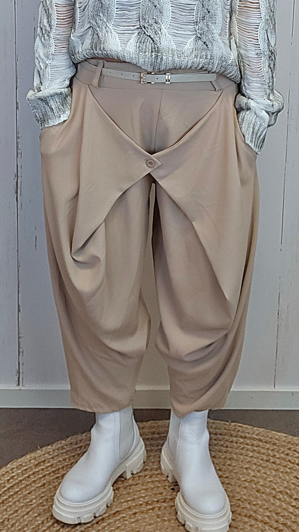 Sofie wrap bukse beige