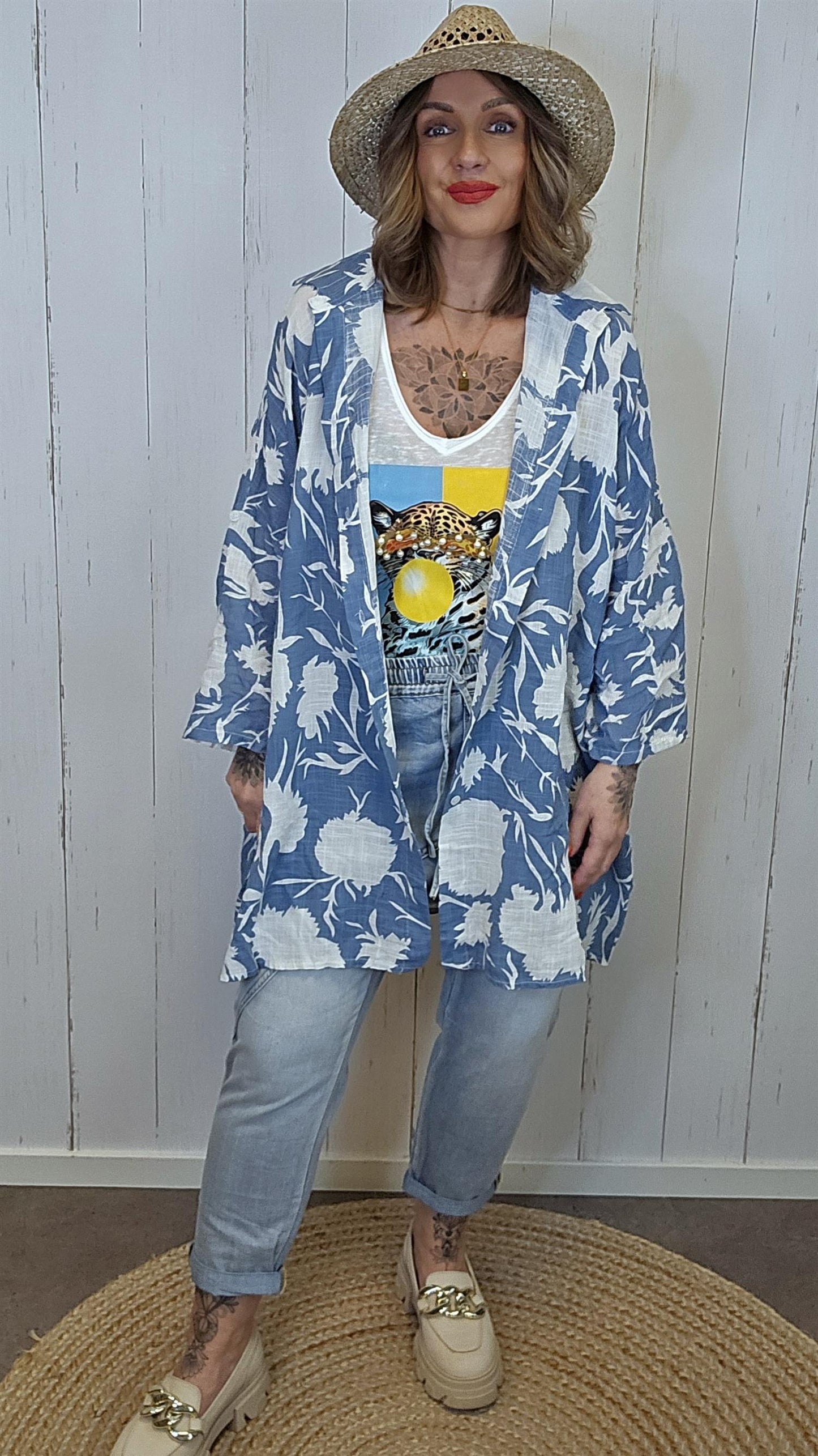 Amalia lang skjorte blå