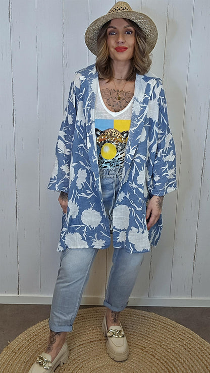 Amalia lang skjorte blå