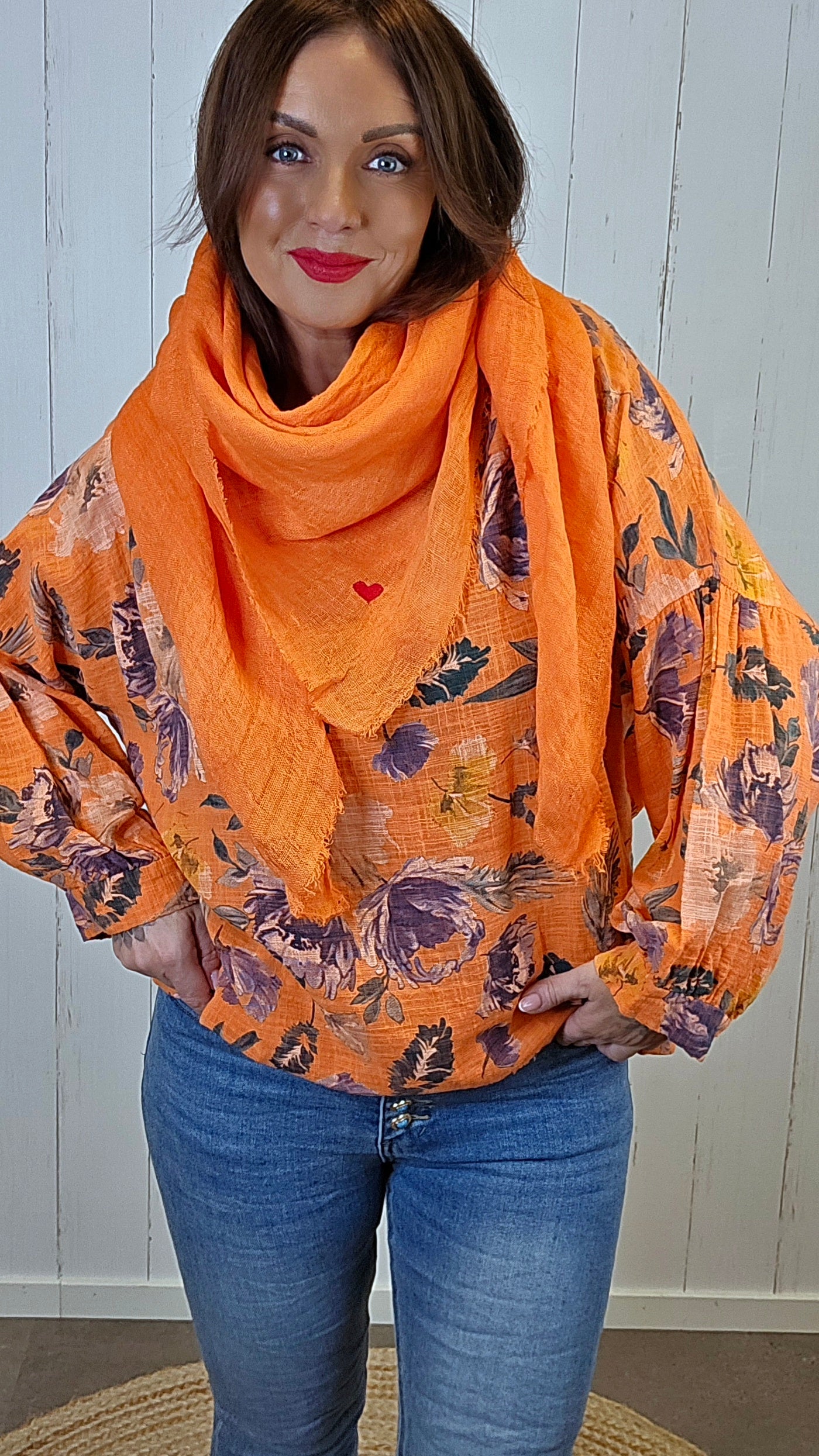 Maya bomulls topp oransje