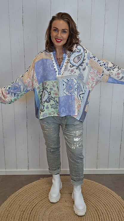 Alva patchwork bluse