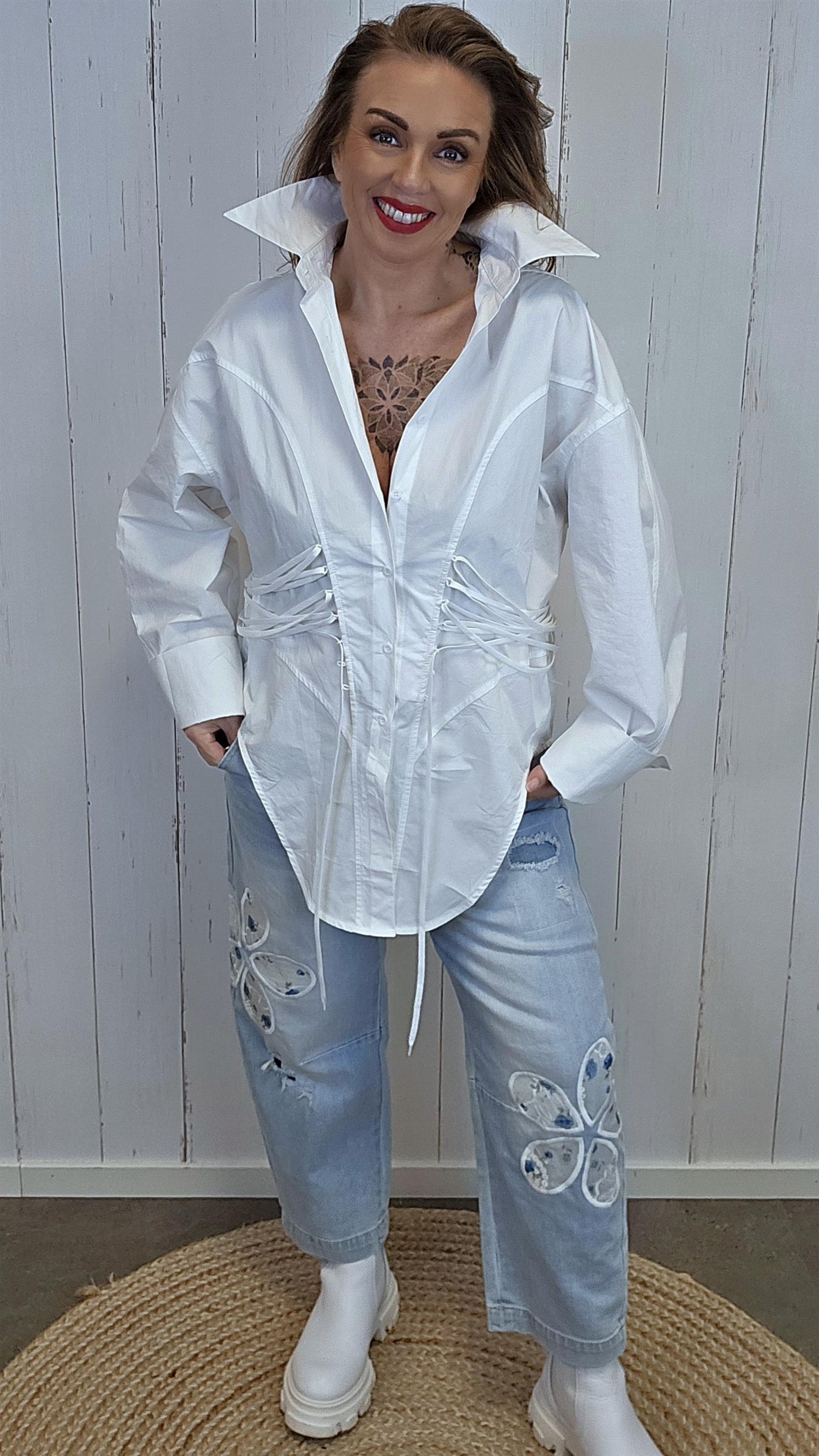 Alva korsettskjorte hvit