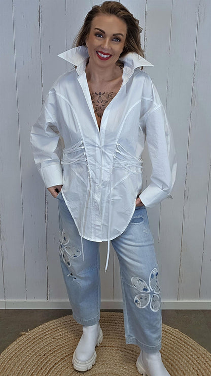 Alva korsettskjorte hvit