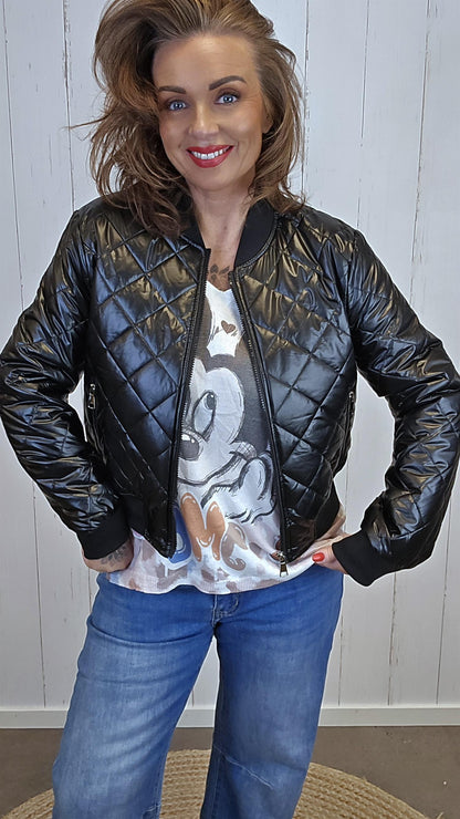 Tara quiltet jakke svart