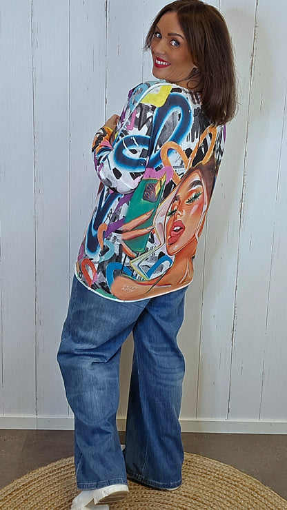 Jasmine printtopp multicolor