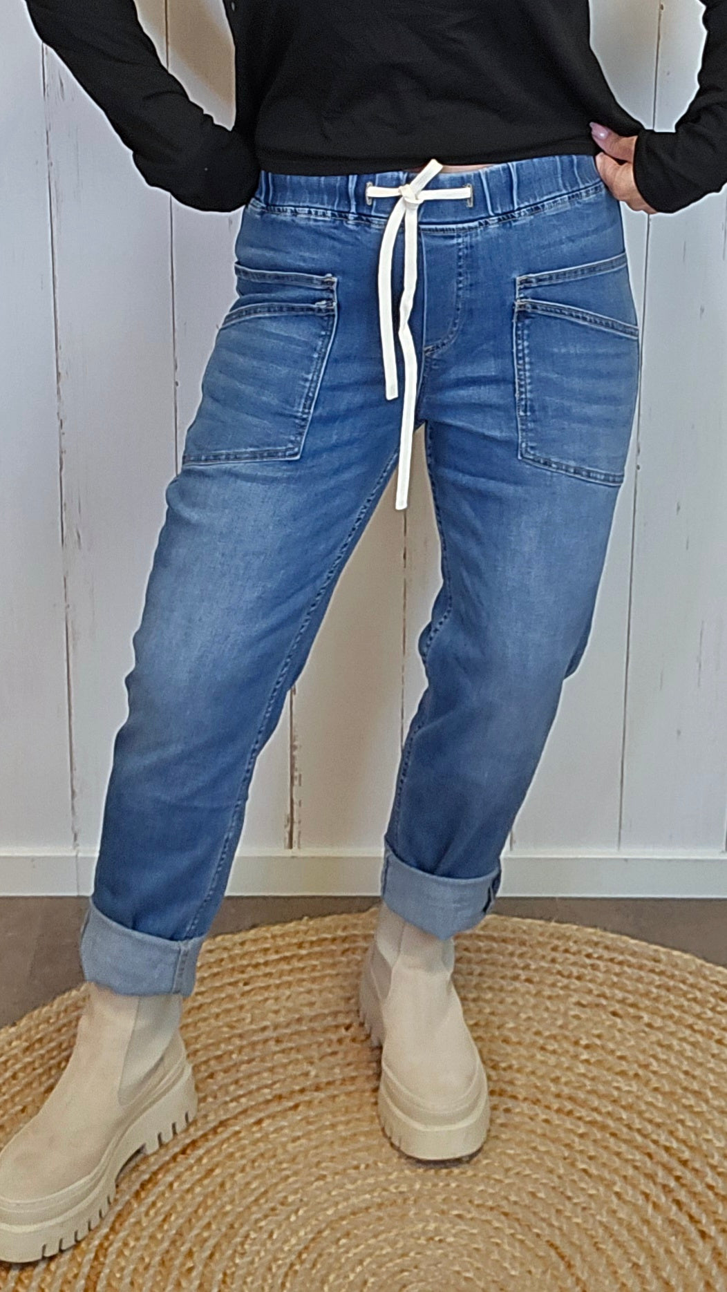 Vega jeans med doble skrålommer blå
