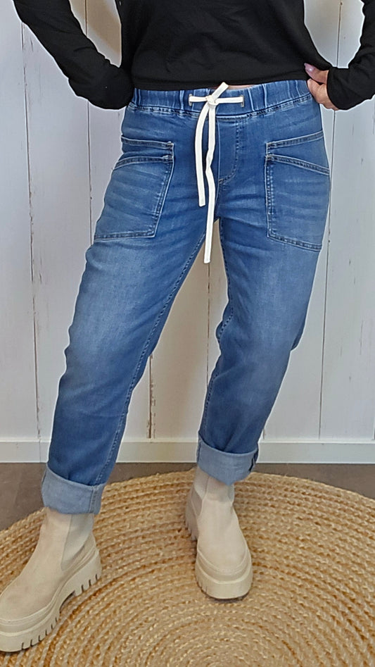 Vega jeans med doble skrålommer blå