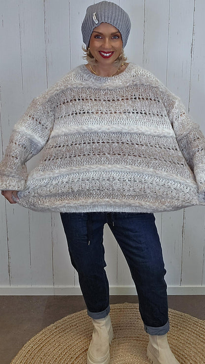 Eva melert strikkegenser beige