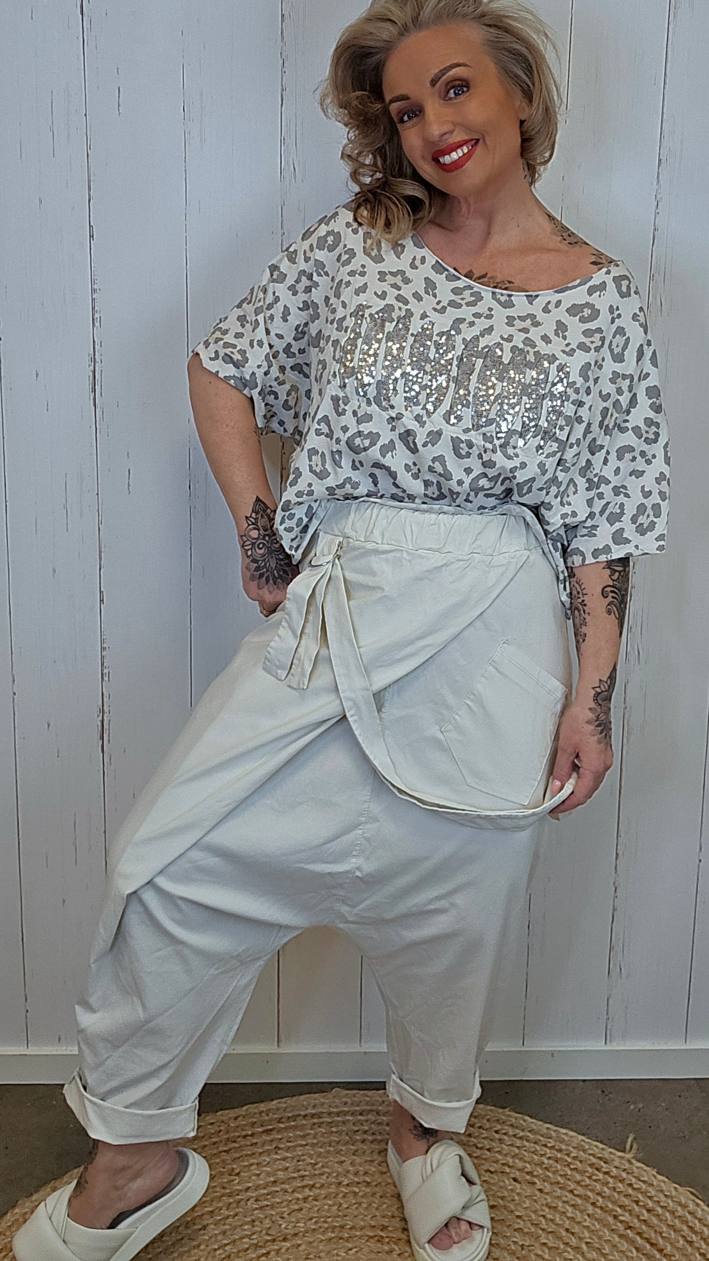 Line harem bukse beige