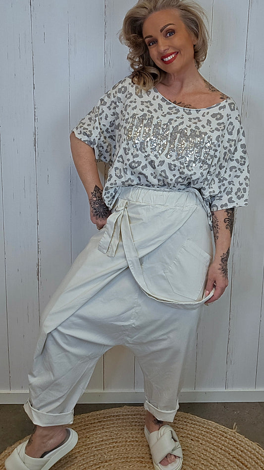 Line harem bukse beige