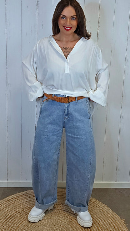 Anna barrel jeans lyseblå