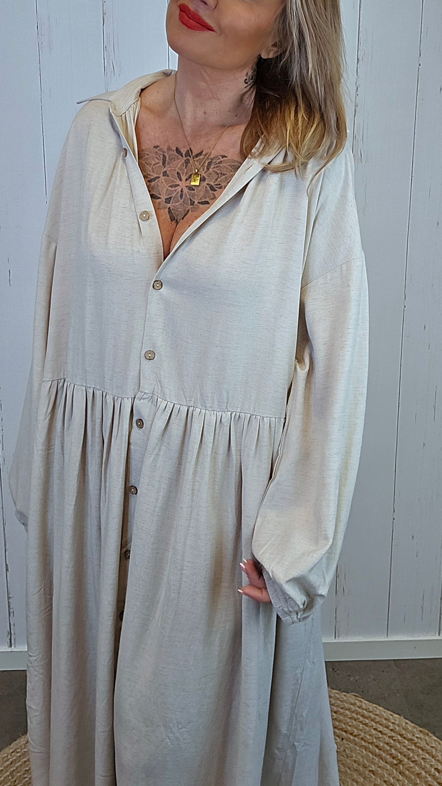 Selina skjortekjole beige