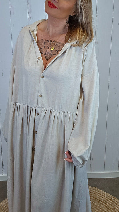 Selina skjortekjole beige