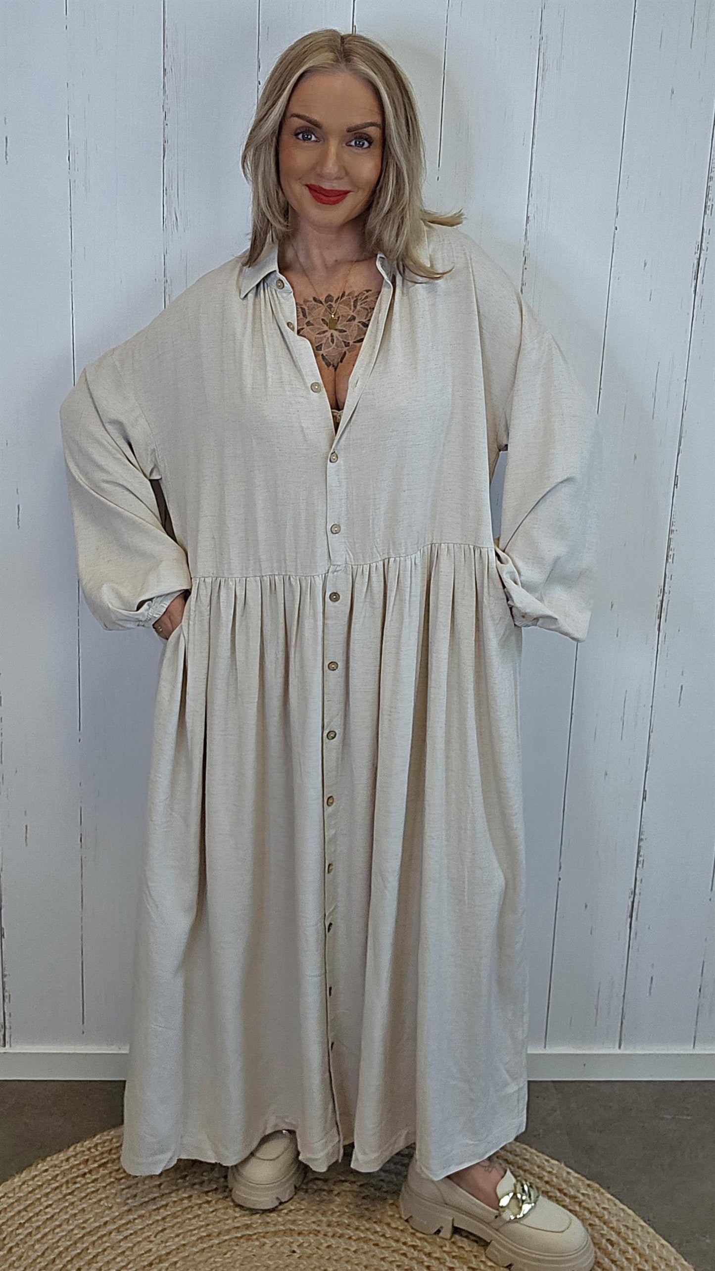 Selina skjortekjole beige