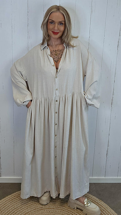 Selina skjortekjole beige