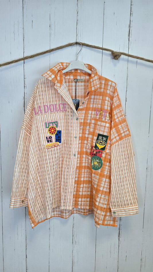 Hanna rutete skjorte orange