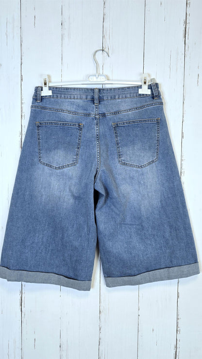Denim shorts med oppbrett
