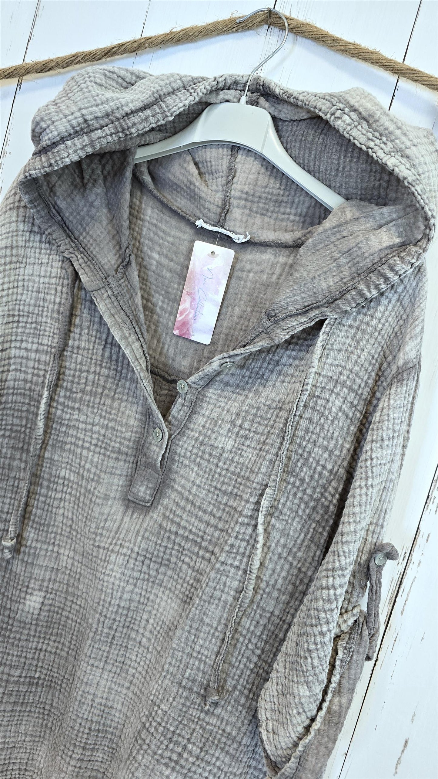 Erika vaffel hette bluse taupe