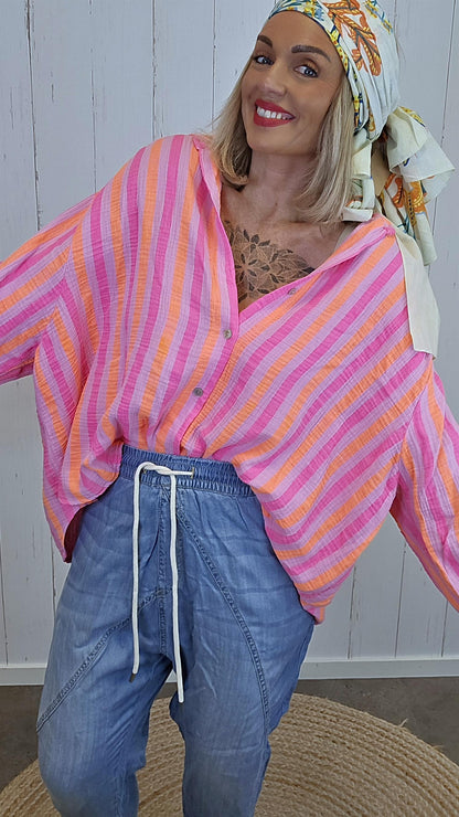 Sally stripete skjorte rosa