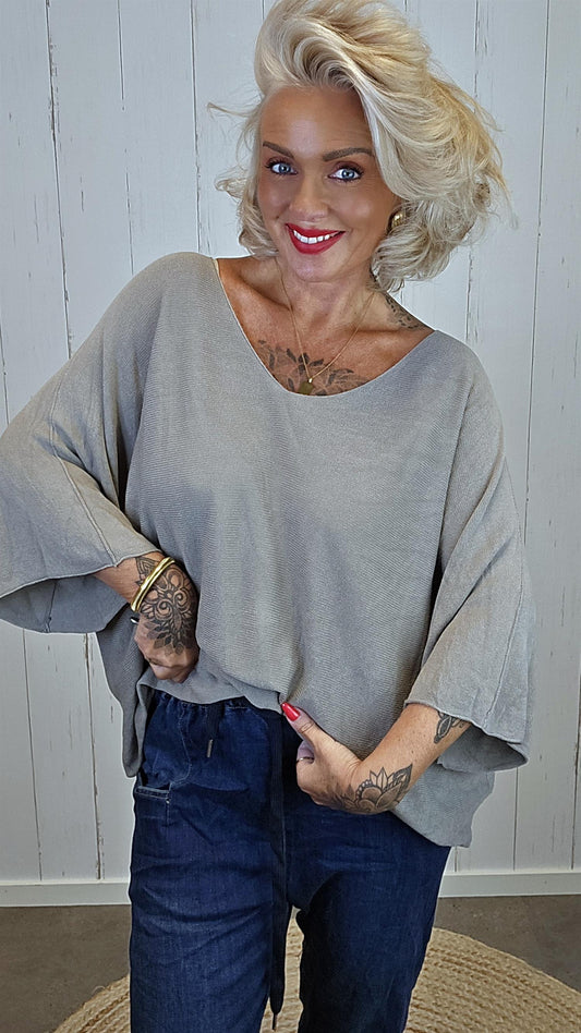 Leah genser topp taupe