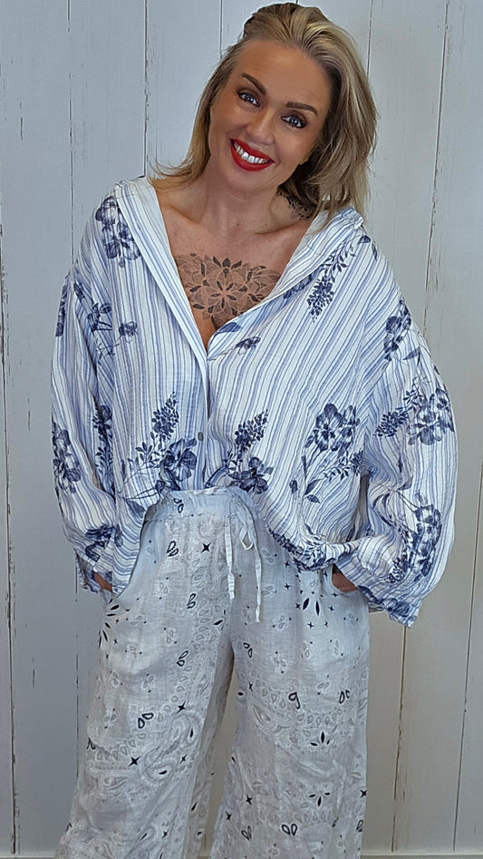 Majja mønstret skjorte blå