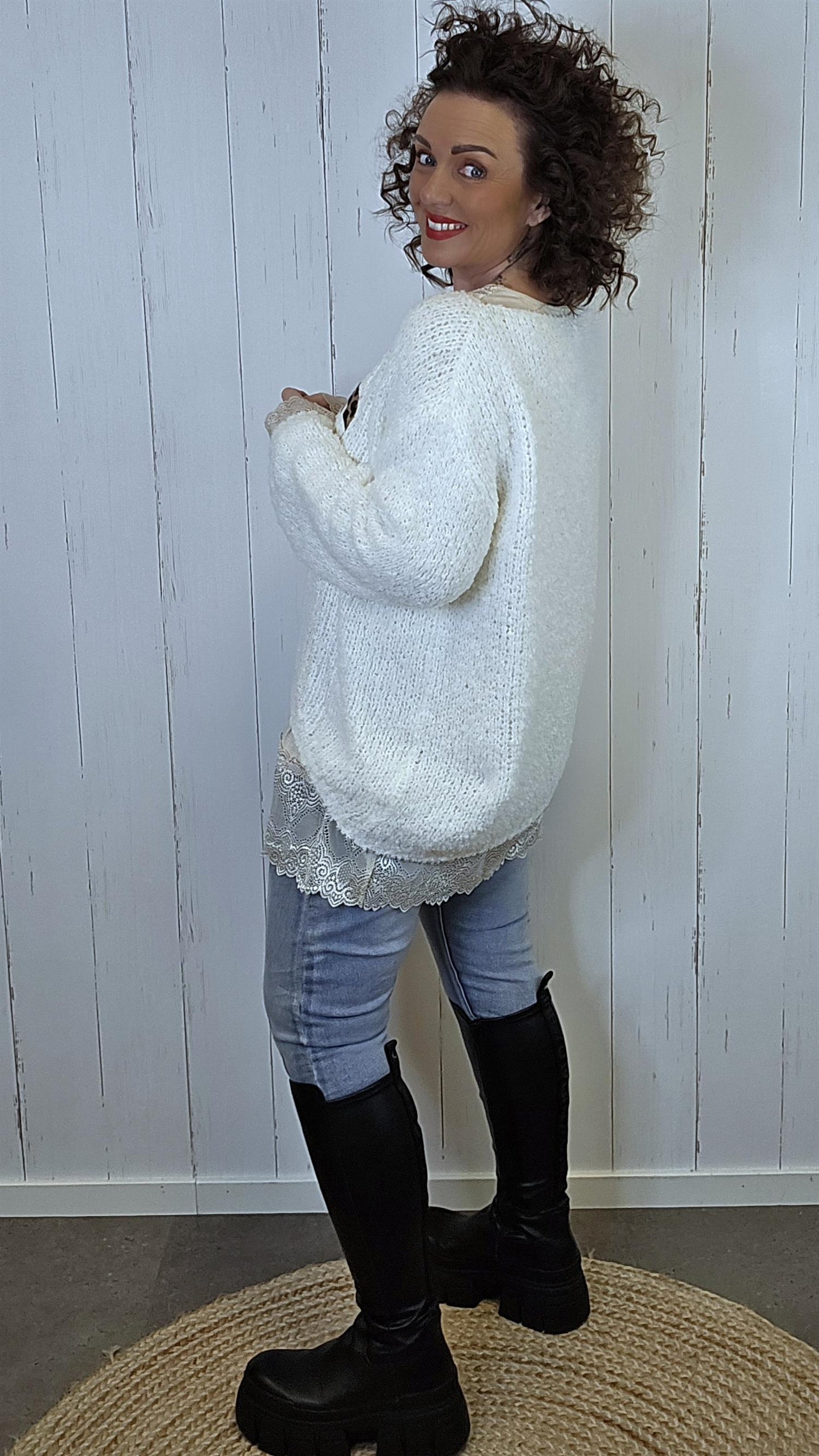 Nora strikkegenser krem