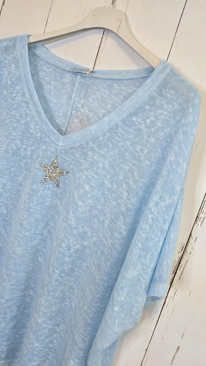 Oversized stjerne topp himmelblå