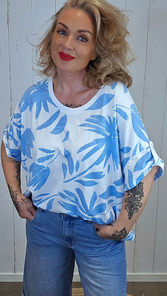 Tropisk topp med bladprint
