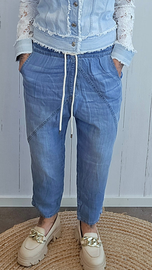 Tara Tencel bukse med strikk og knyting