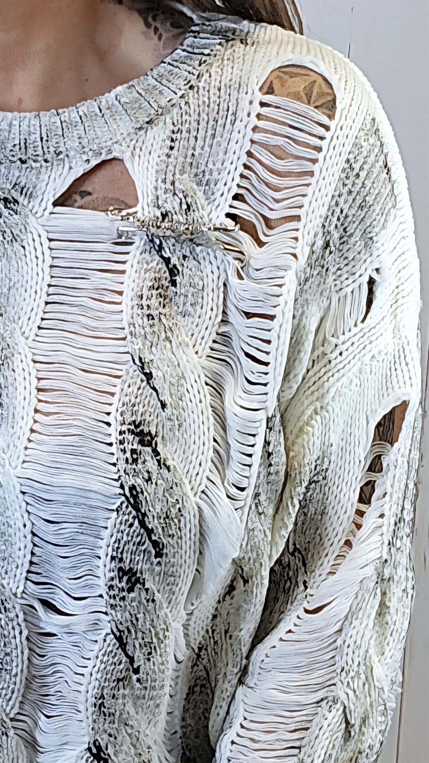 Sandy kort genser creme