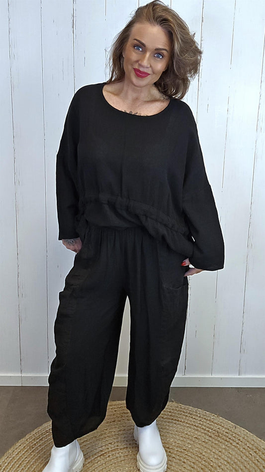 Becky baggy bukse svart