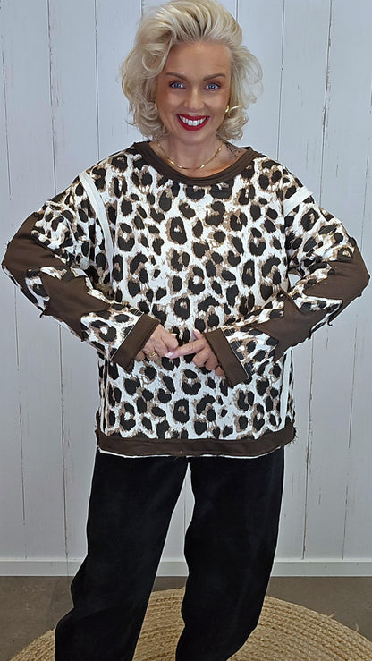 Cleo leopardgenser med stjerne creme