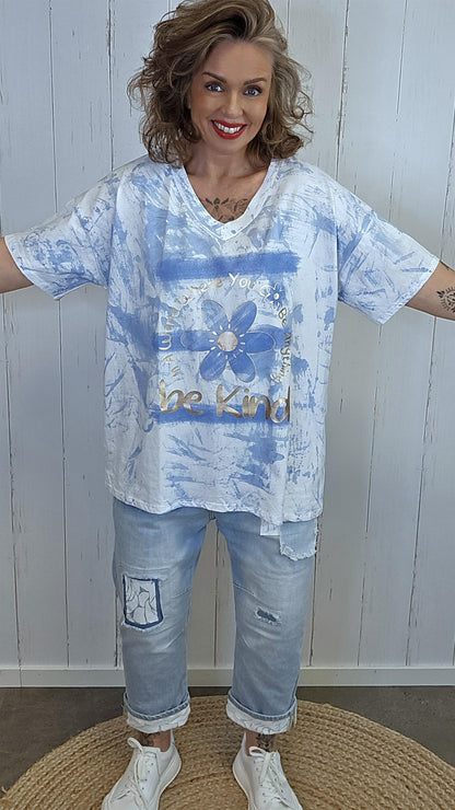 Alma t-skjorte Be Kind blå