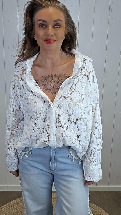 Alva blondeskjorte hvit