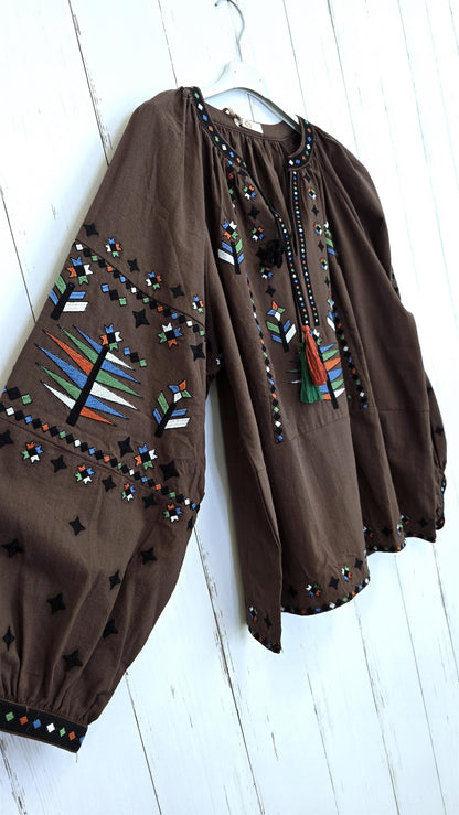 Susie bluse brun