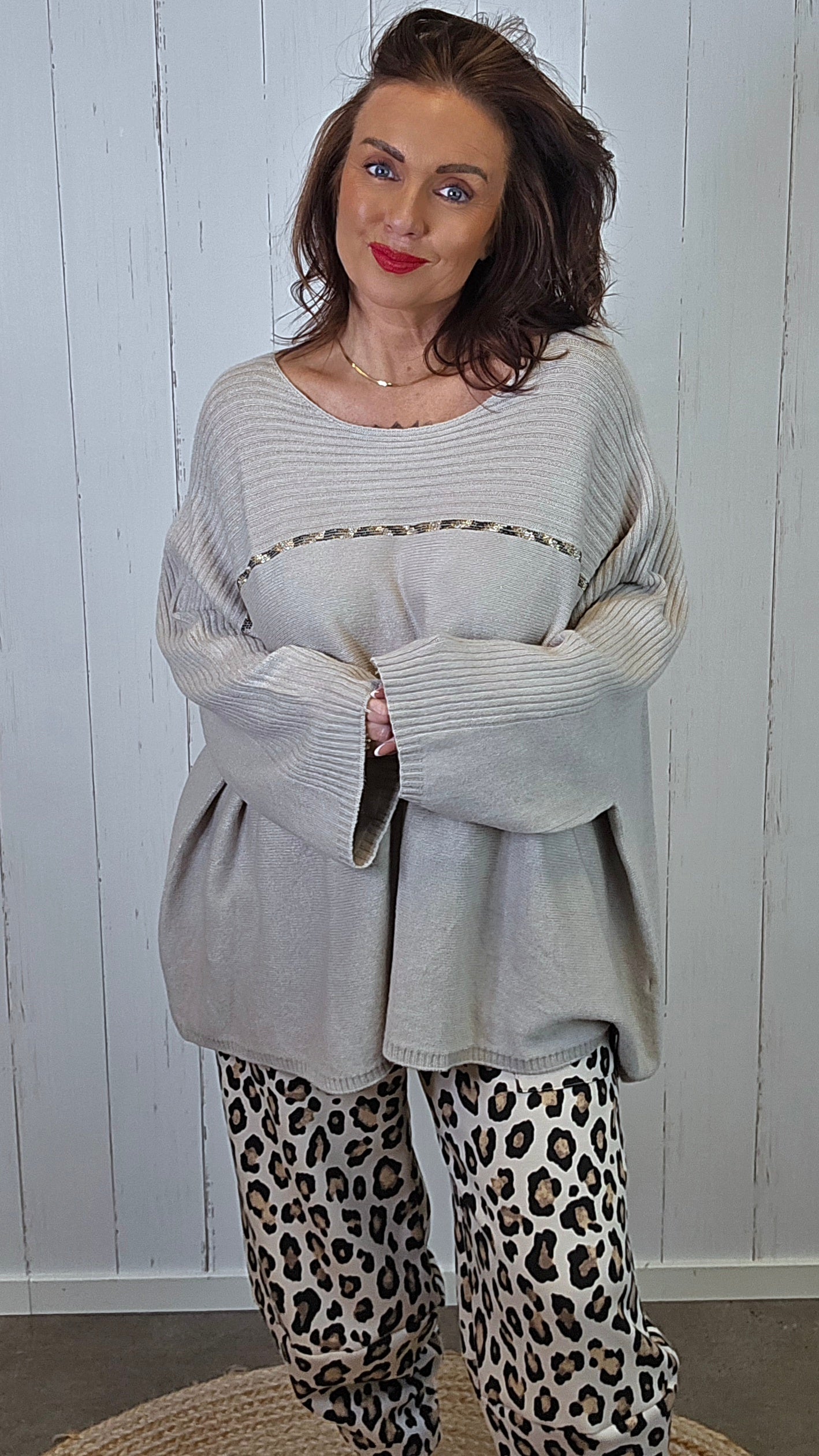 Elin Oversized Genser Taupe